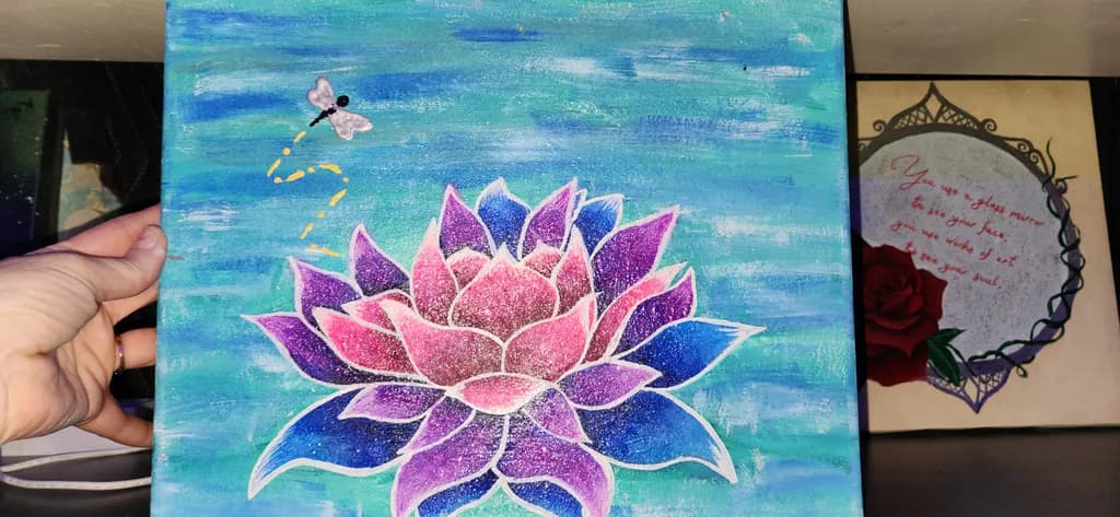 Radiant Lotus with Dragonfly