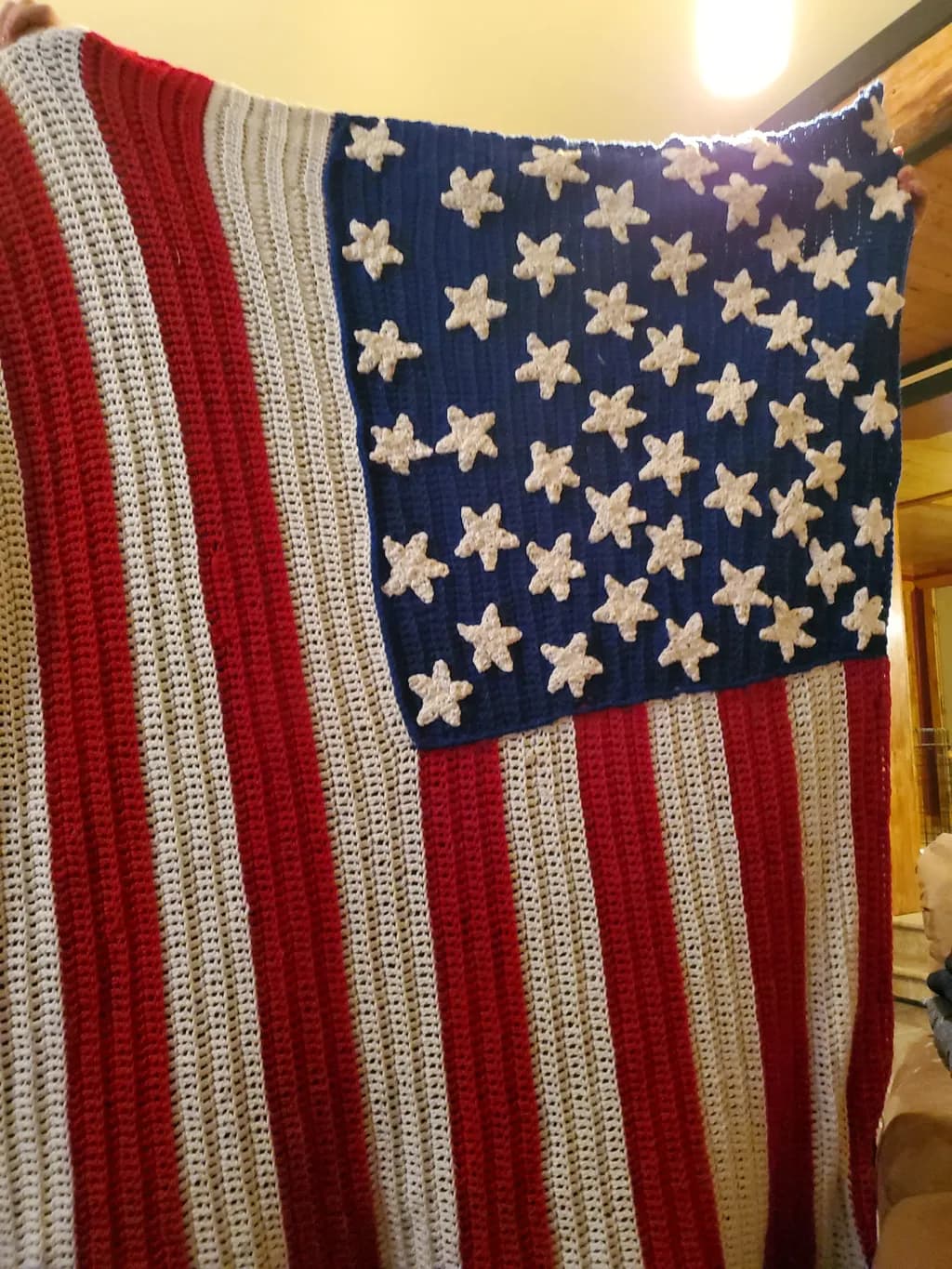 Crocheted American Flag Blanket