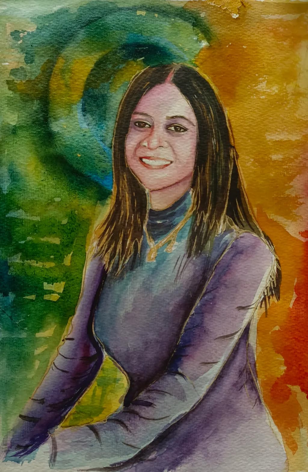 Portrait in Color Swirls