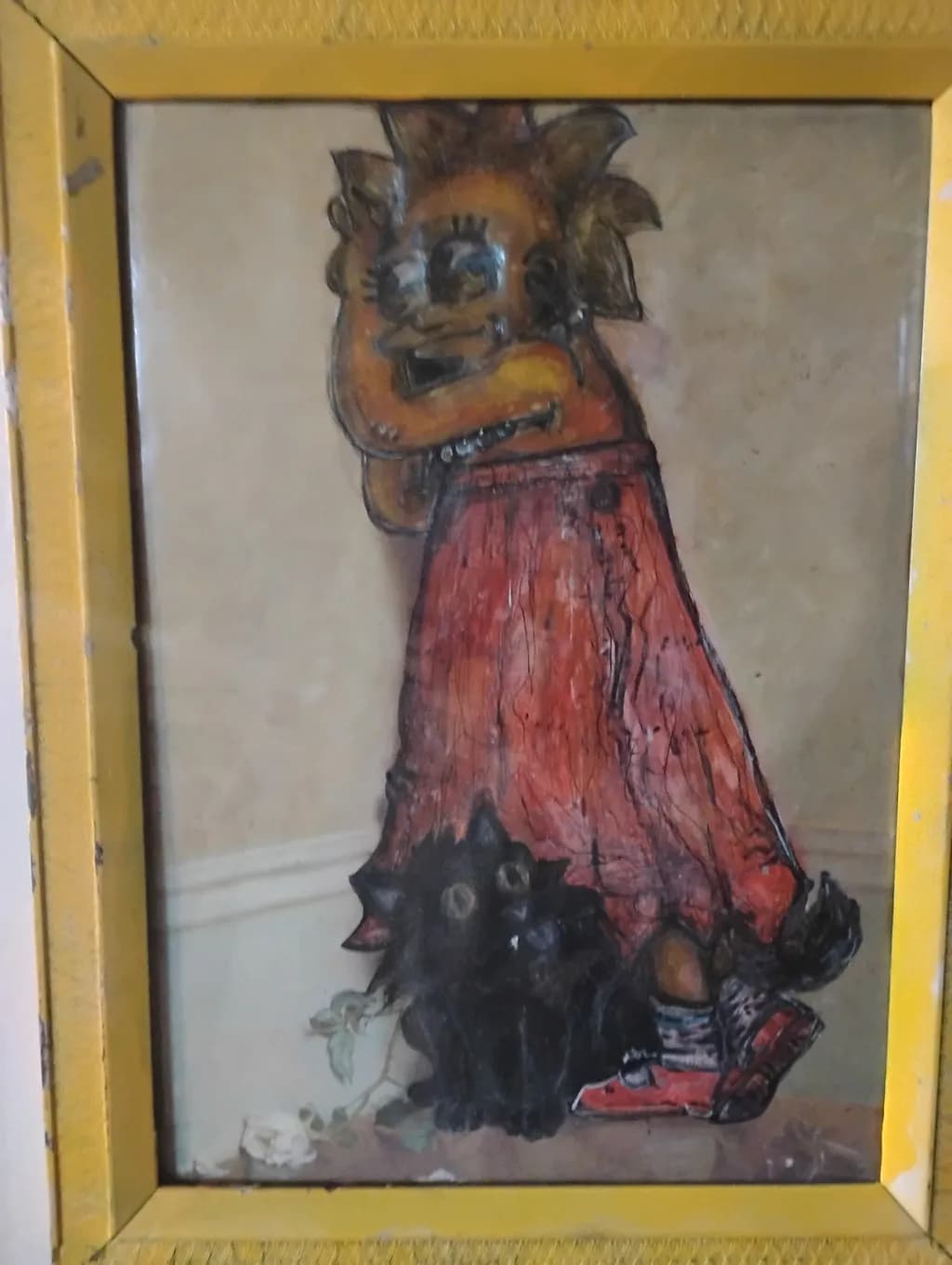 Orange Skirt with Black Cat