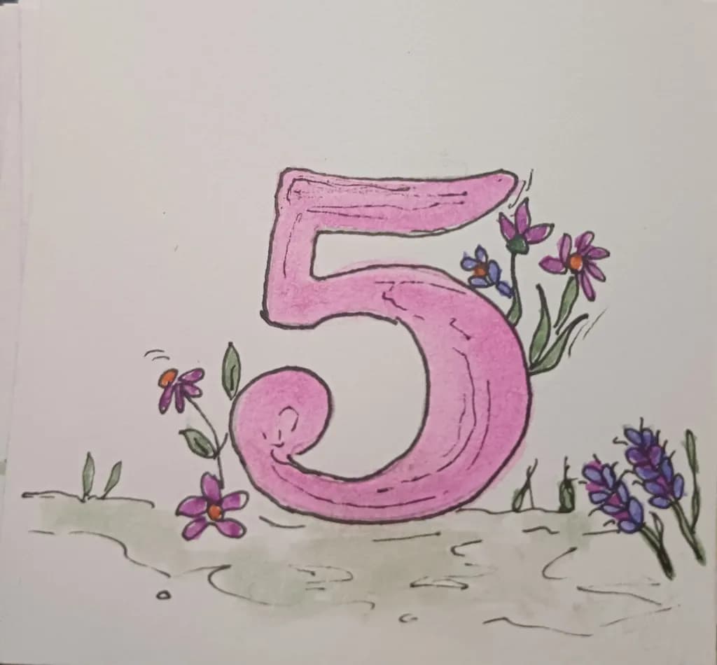 Number 5 with Flowers