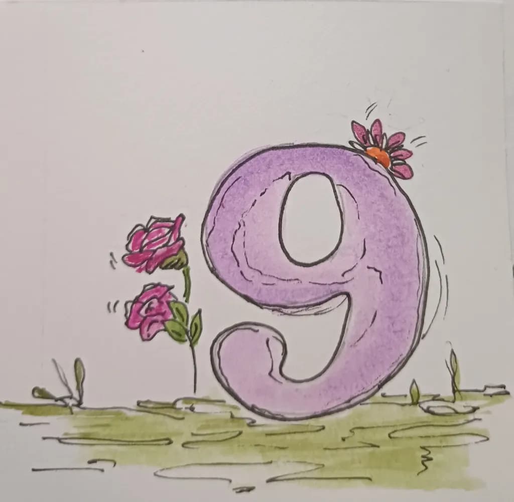 Number 9 with Roses