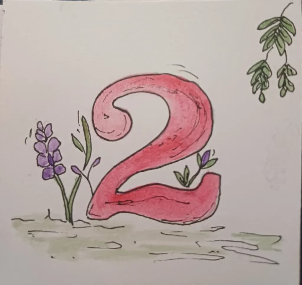 Number Two with Flowers