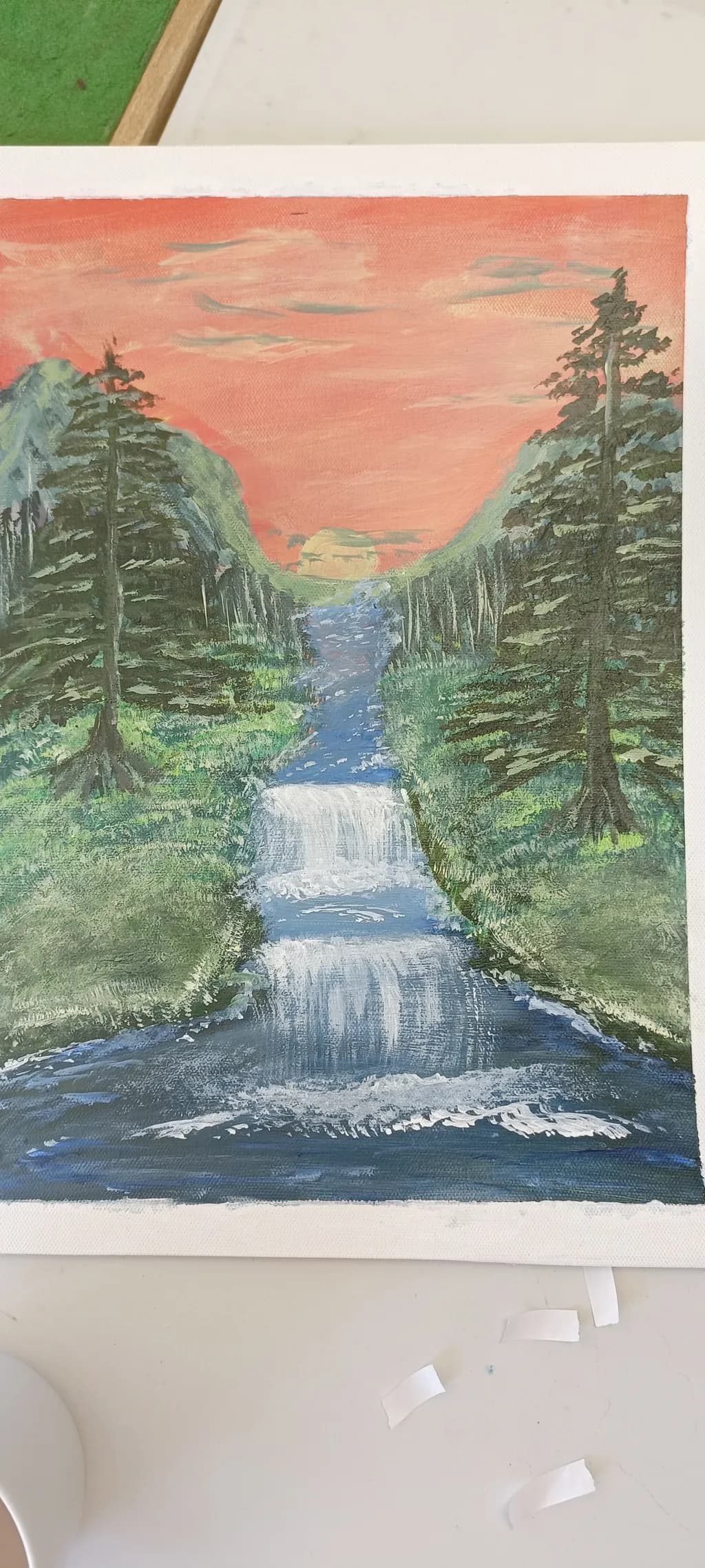 Forest Waterfall River Sunset
