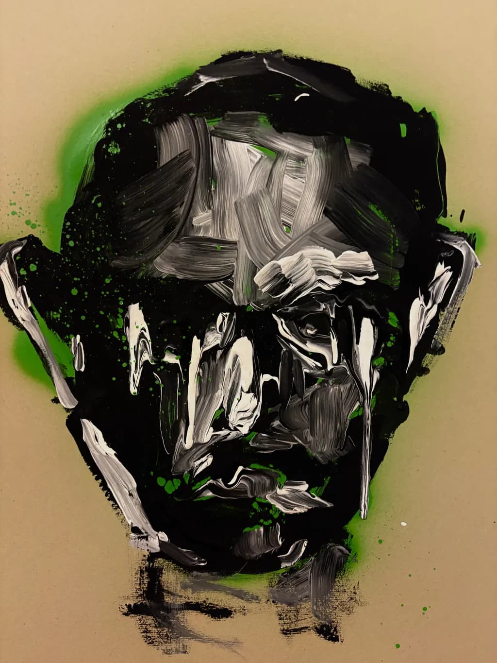Abstract Face with Green Glow