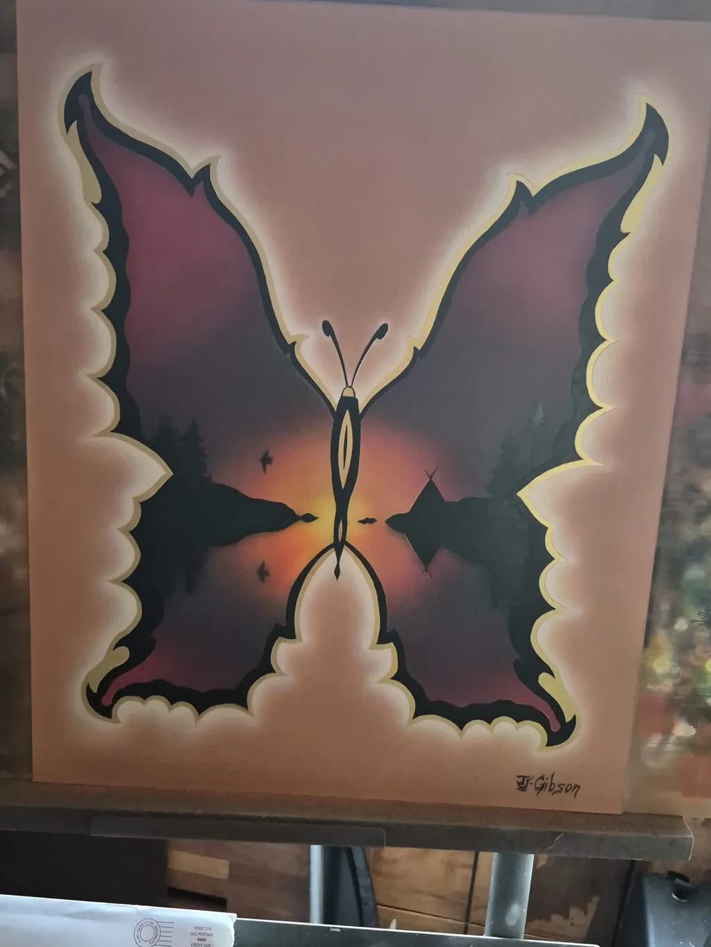 Butterfly Sunset Silhouette
