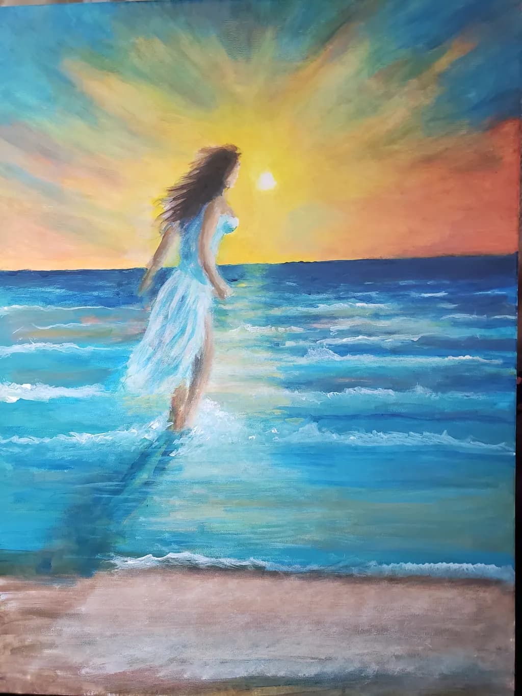 Woman at Ocean Sunset