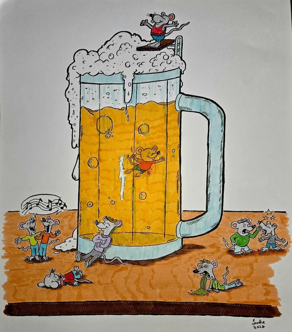 Mice Around Beer Mug