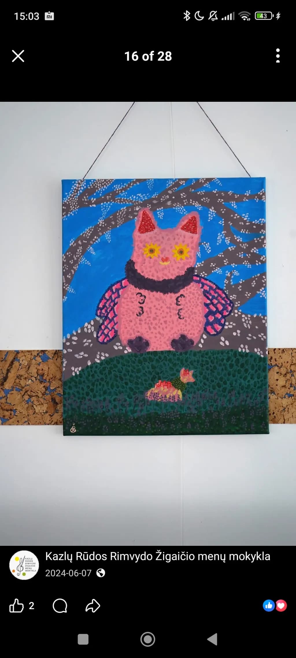 Pink Owl on Branch