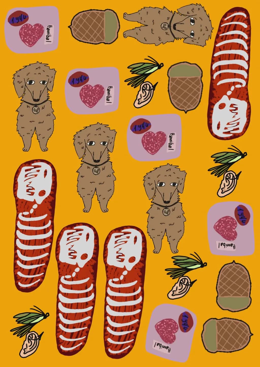 Dog and Acorn Pattern