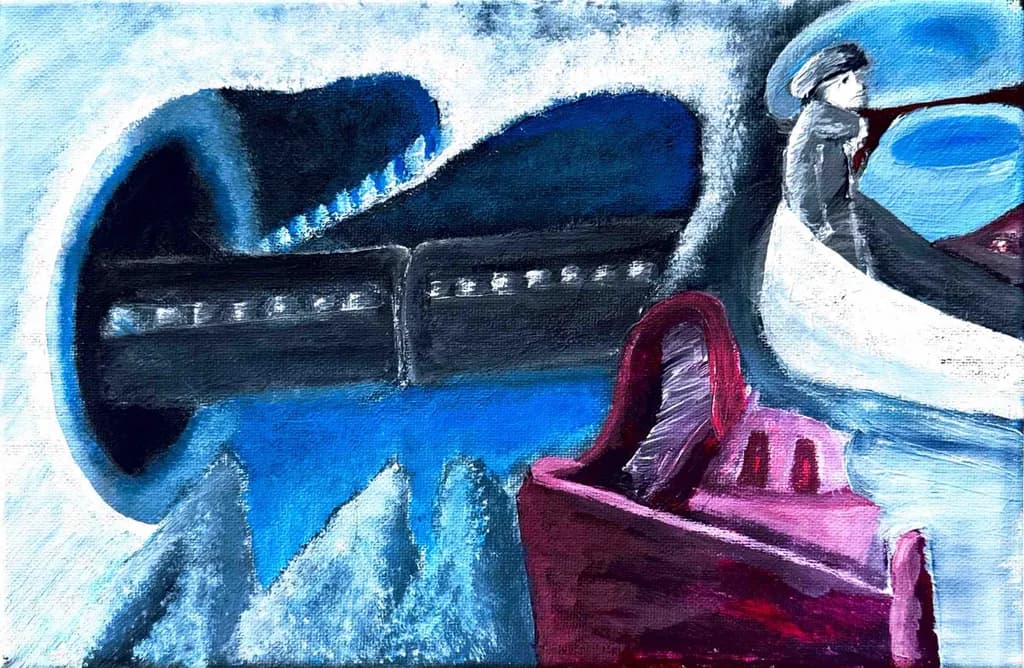 Man in Boat and Ship