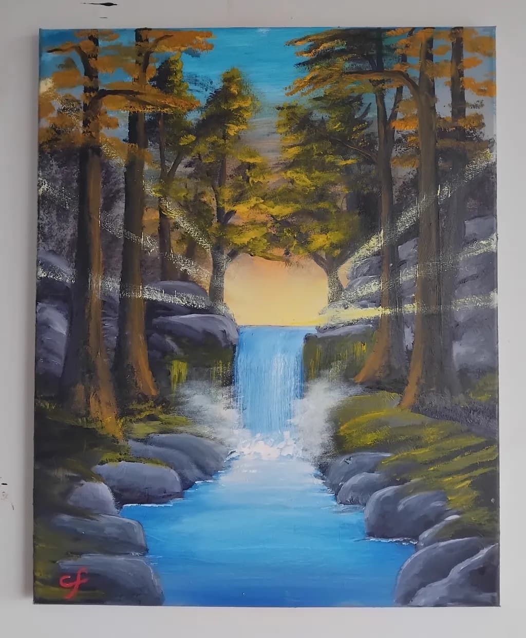 Sunset Forest Waterfall