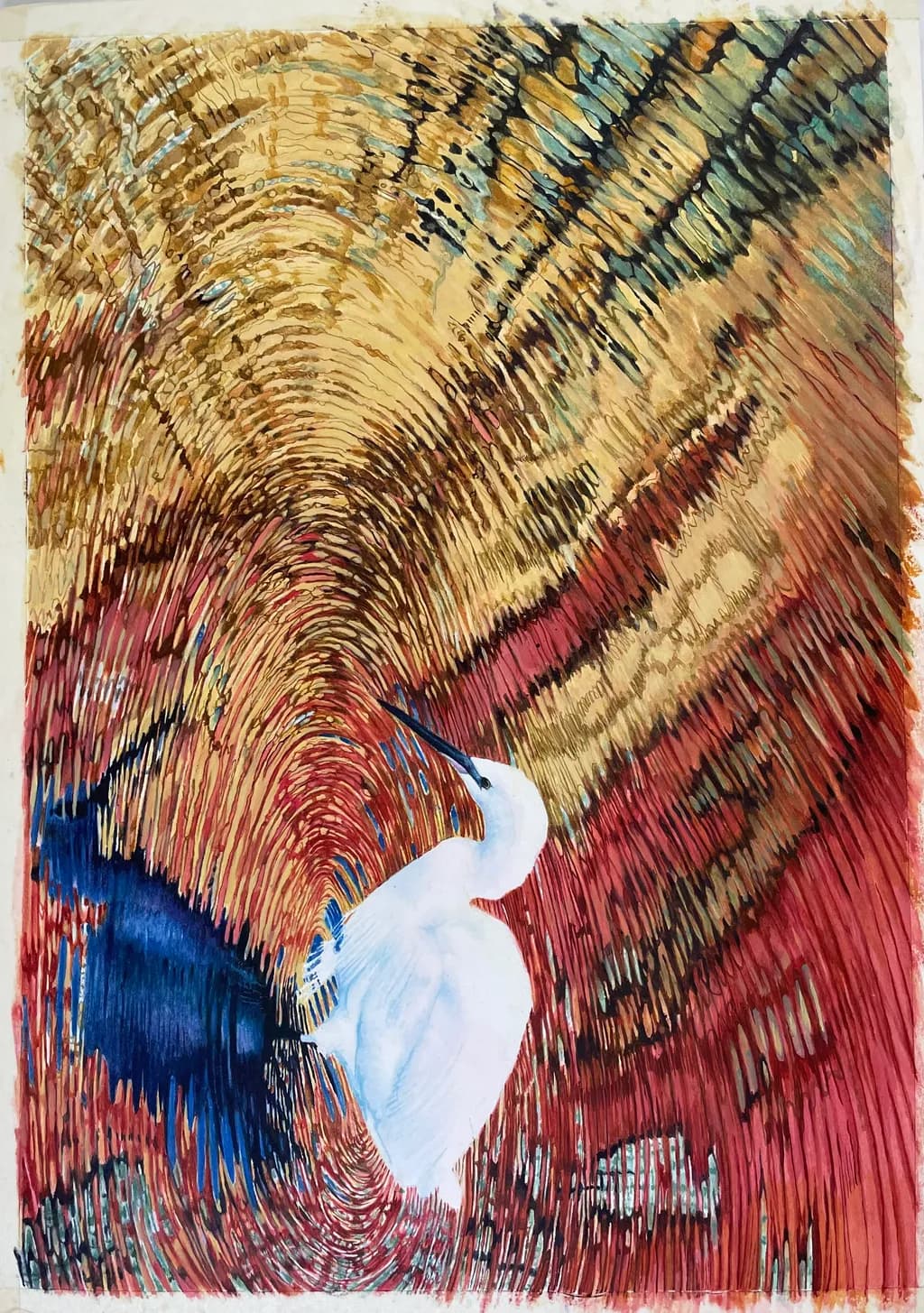 Egret Reflection Ripples