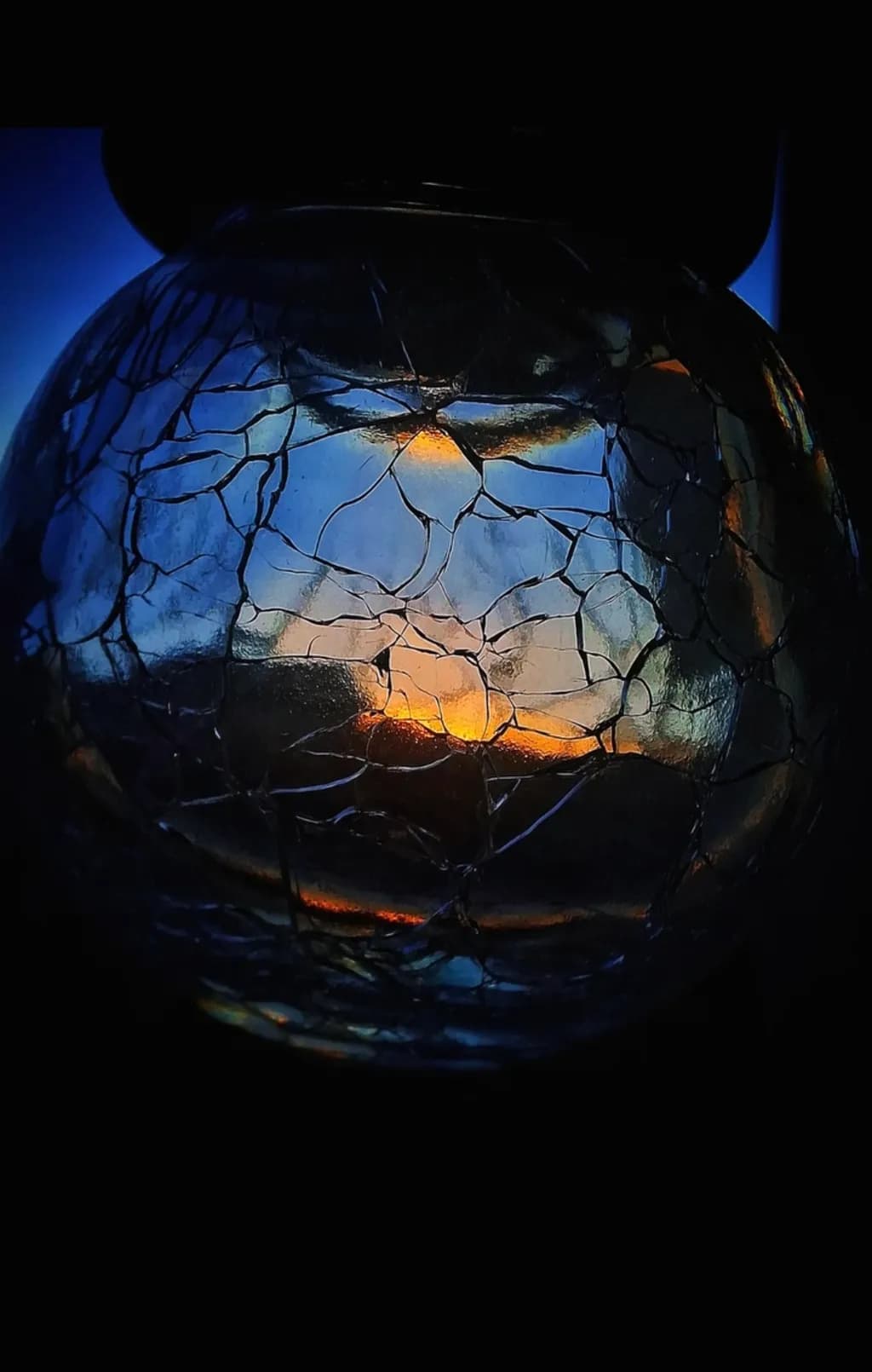 Cracked Glass Globe Sunset