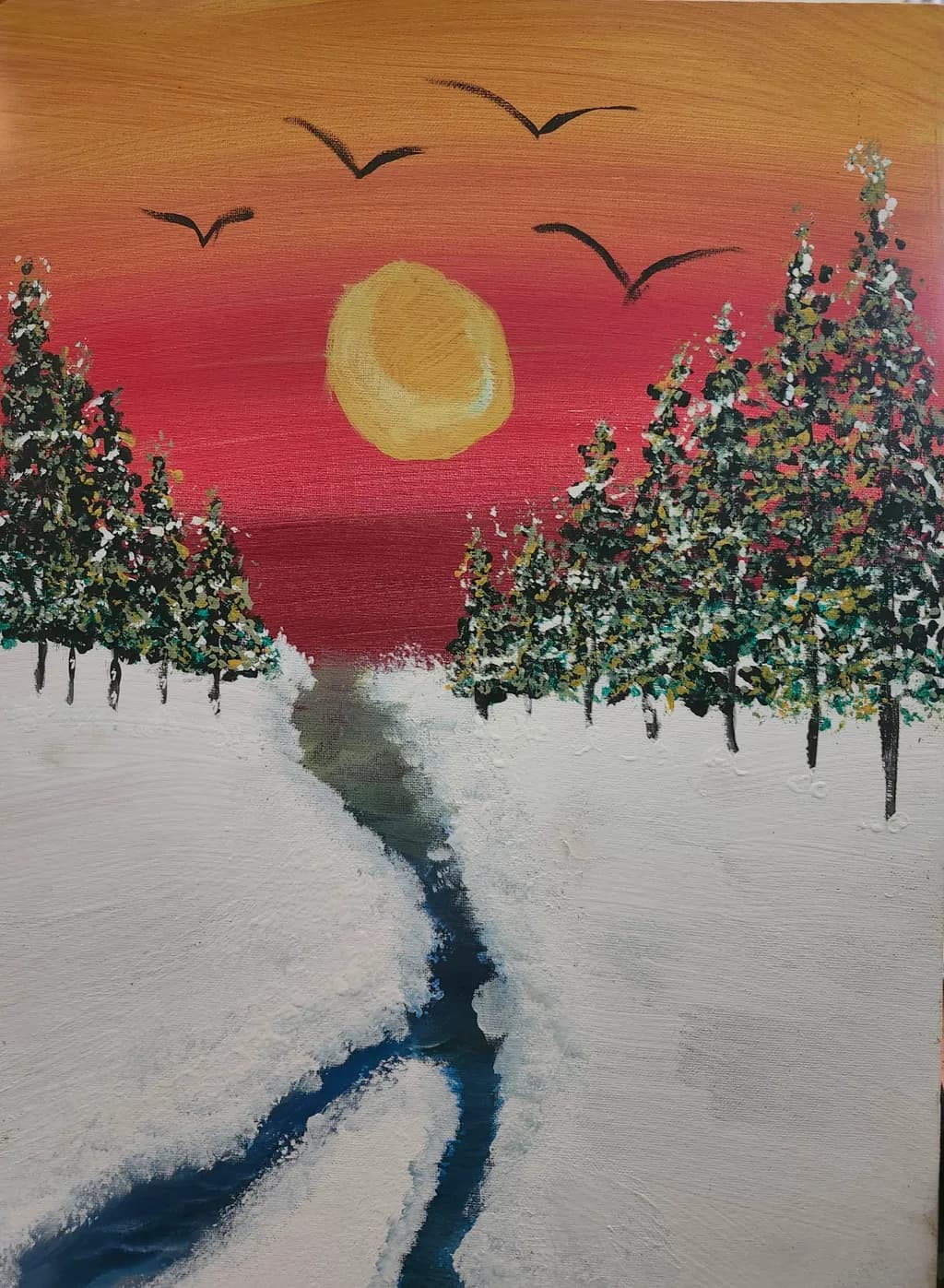 Winter Stream Sunset