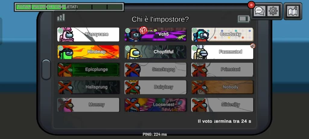 Among Us Voting Screen
