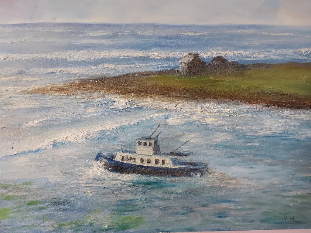 Fishing Boat by Island