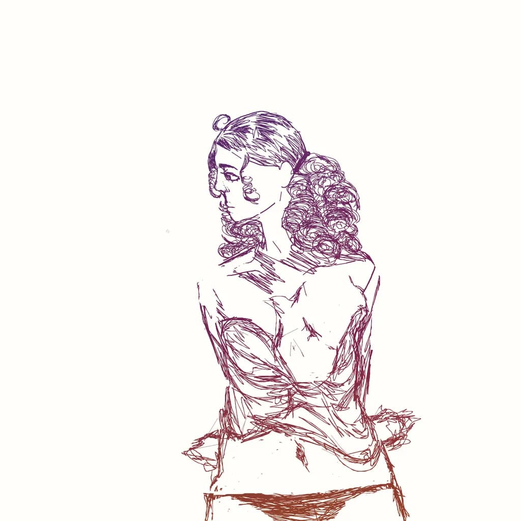 Curly-Haired Woman Sketch