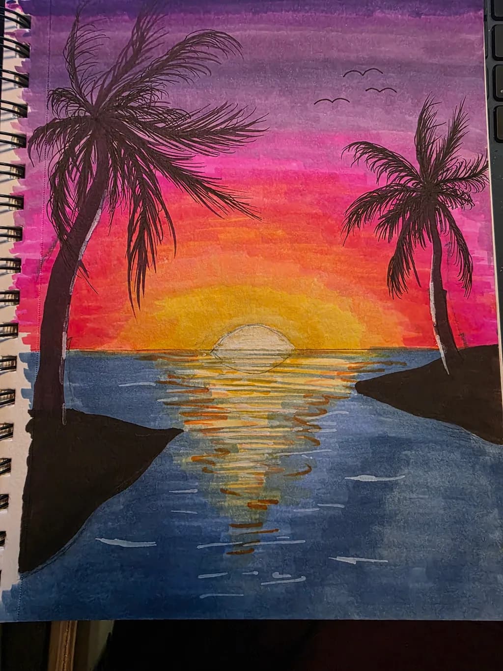 Sunset Palm Reflection