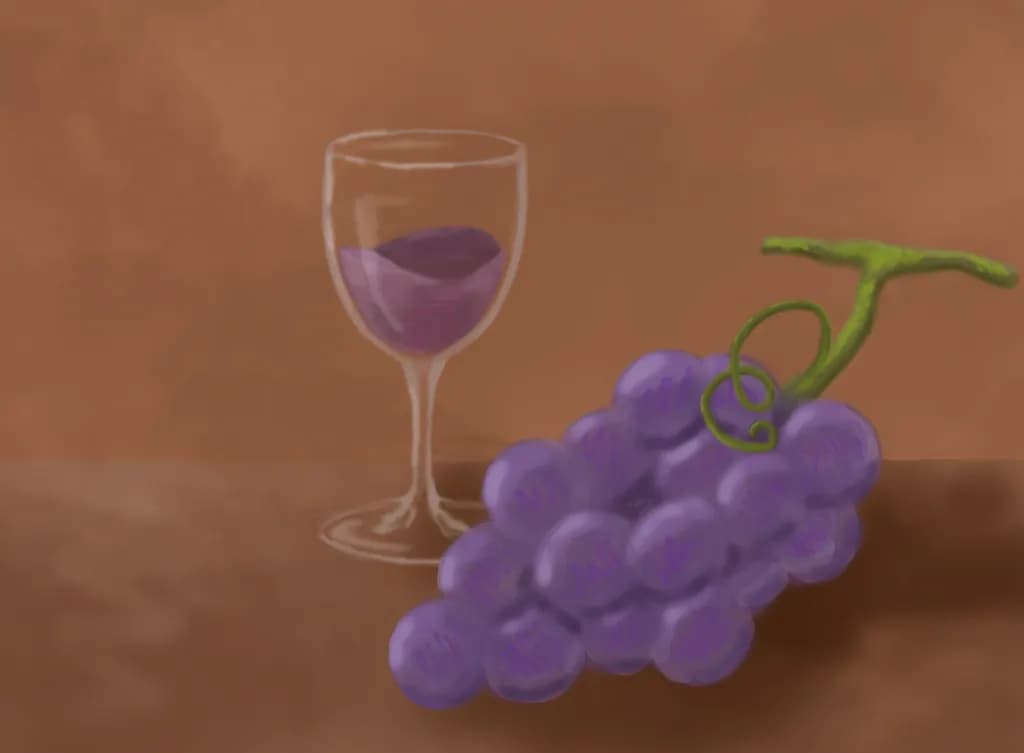 Grapes and Wine Glass