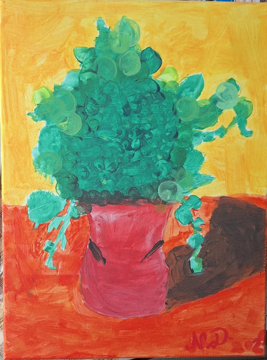 Green Succulent in Red Pot