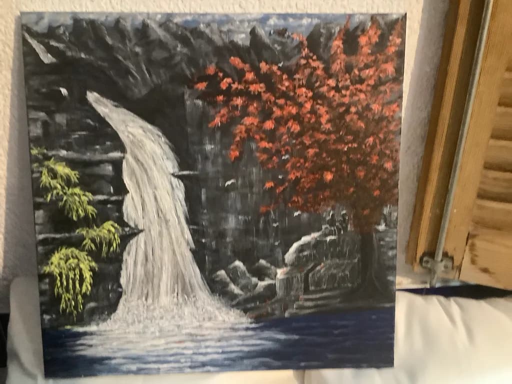 Waterfall and Autumn Tree