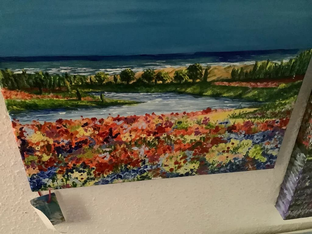 River through Flower Fields