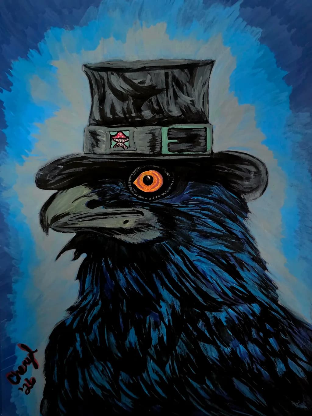Raven with Hat