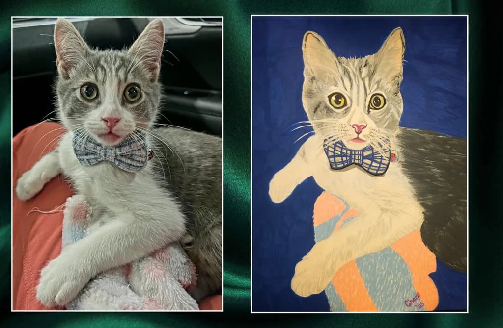 Cat with Bowtie Portrait