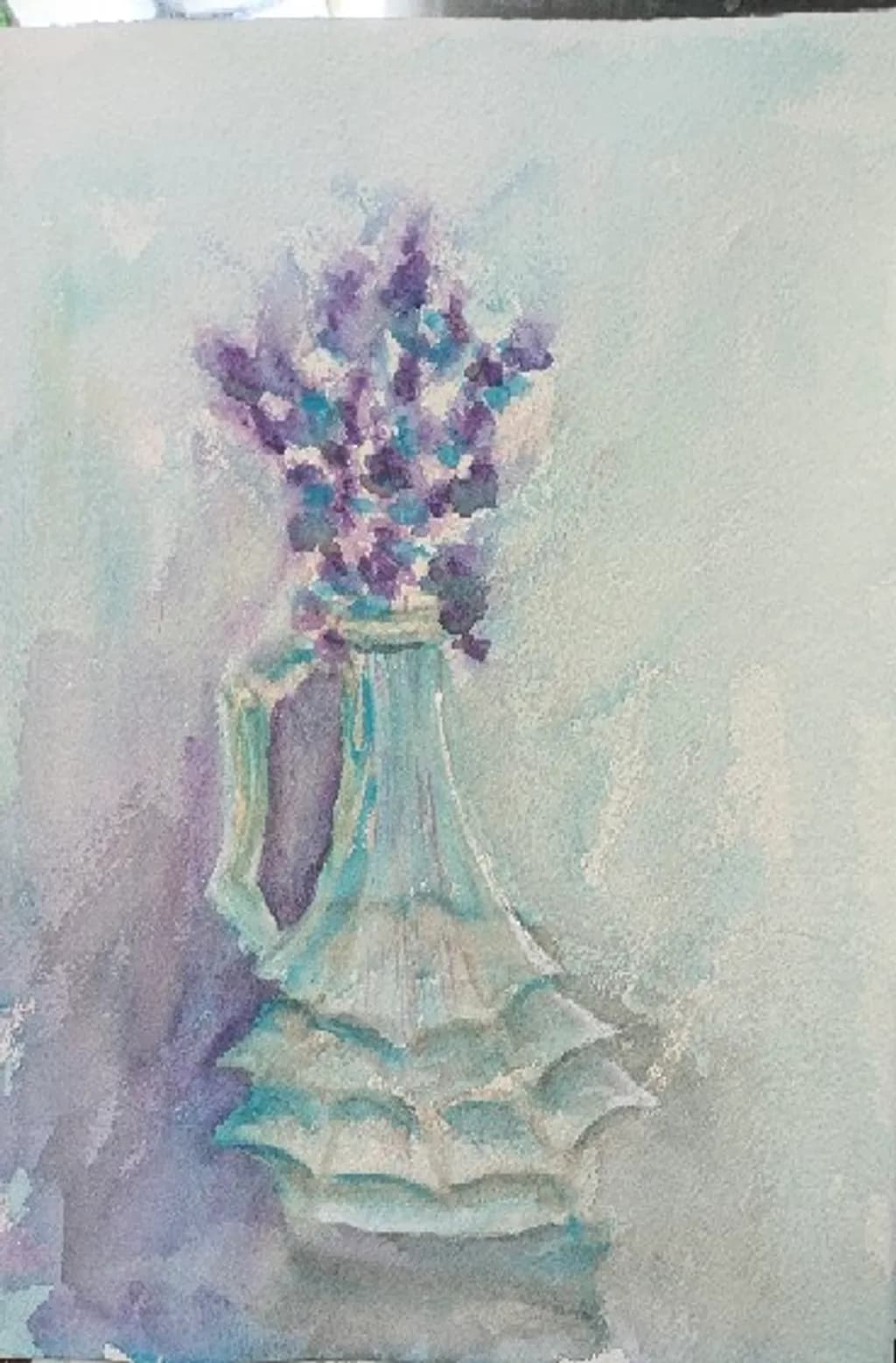 Glass Pitcher with Flowers