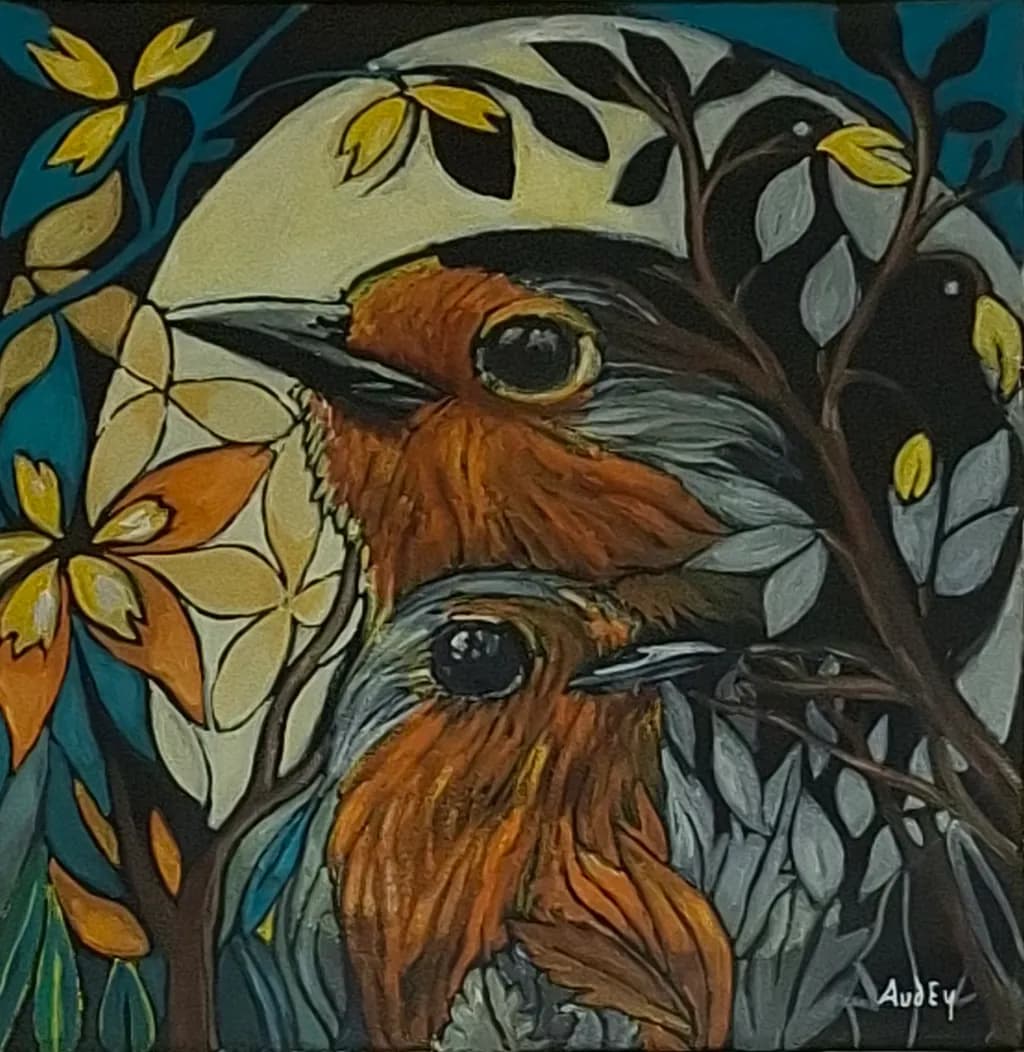 Birds Among Leaves