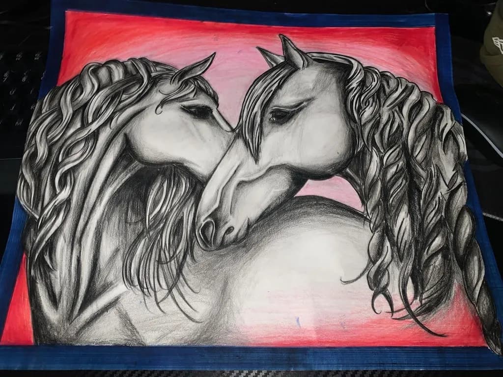 Horses Embrace Drawing