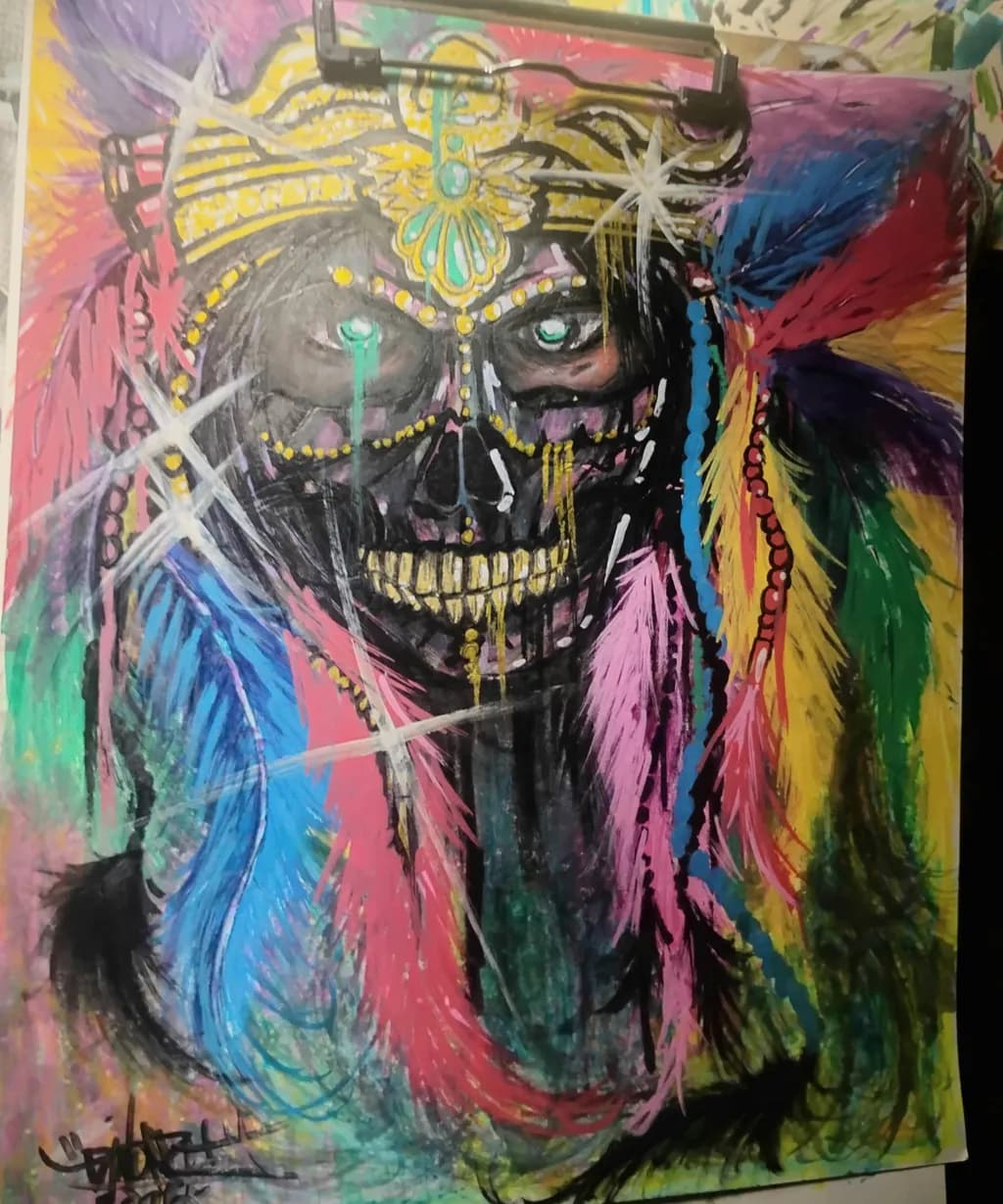 Tribal Skull Feathers