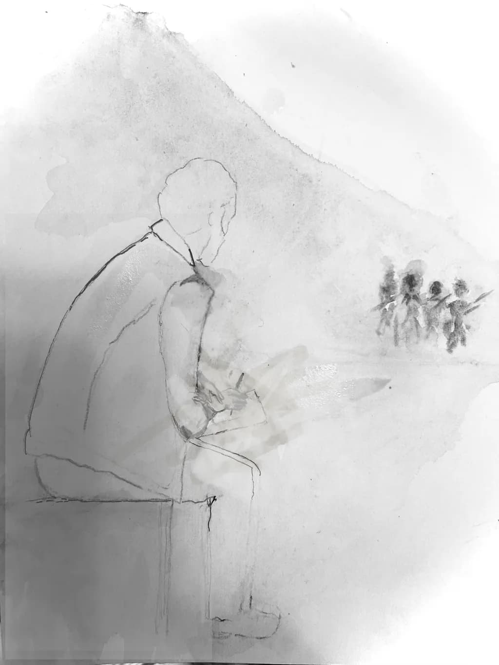 Solitary Figure and Group