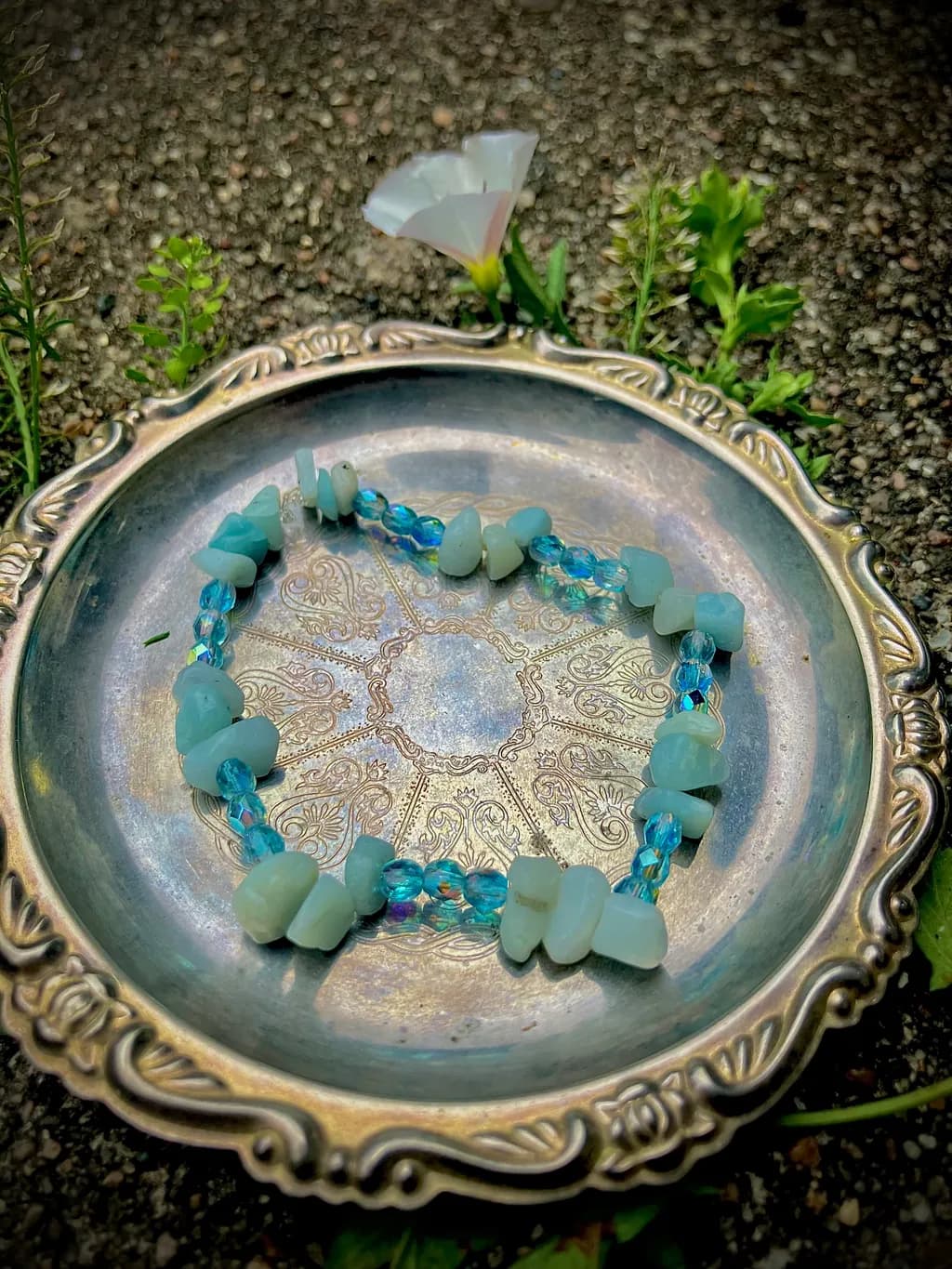 Blue Stone Bracelet on Silver Tray