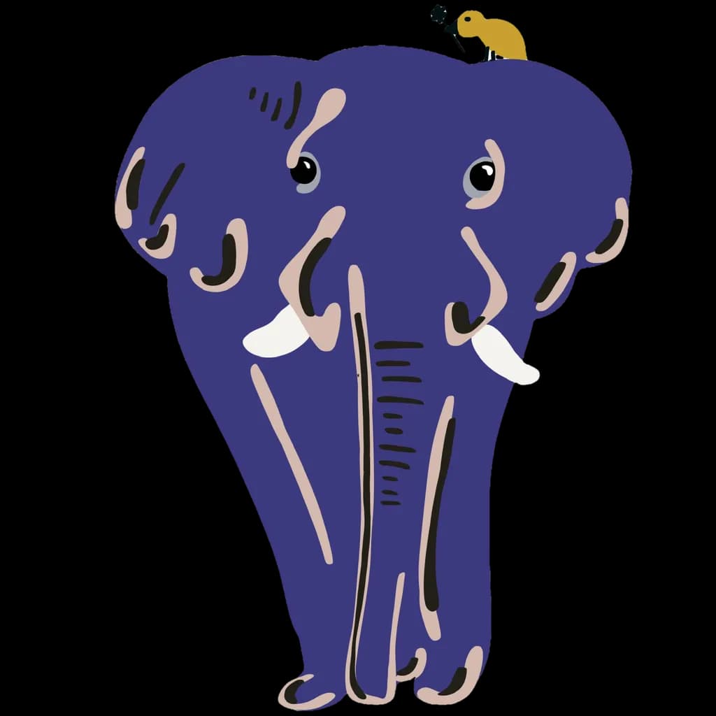Blue Elephant with Mouse
