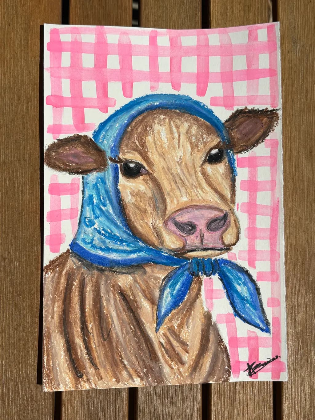 Cow in Blue Scarf