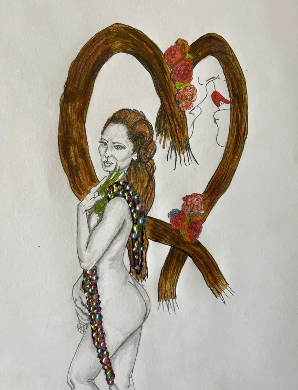 Woman with Flowers and Beads