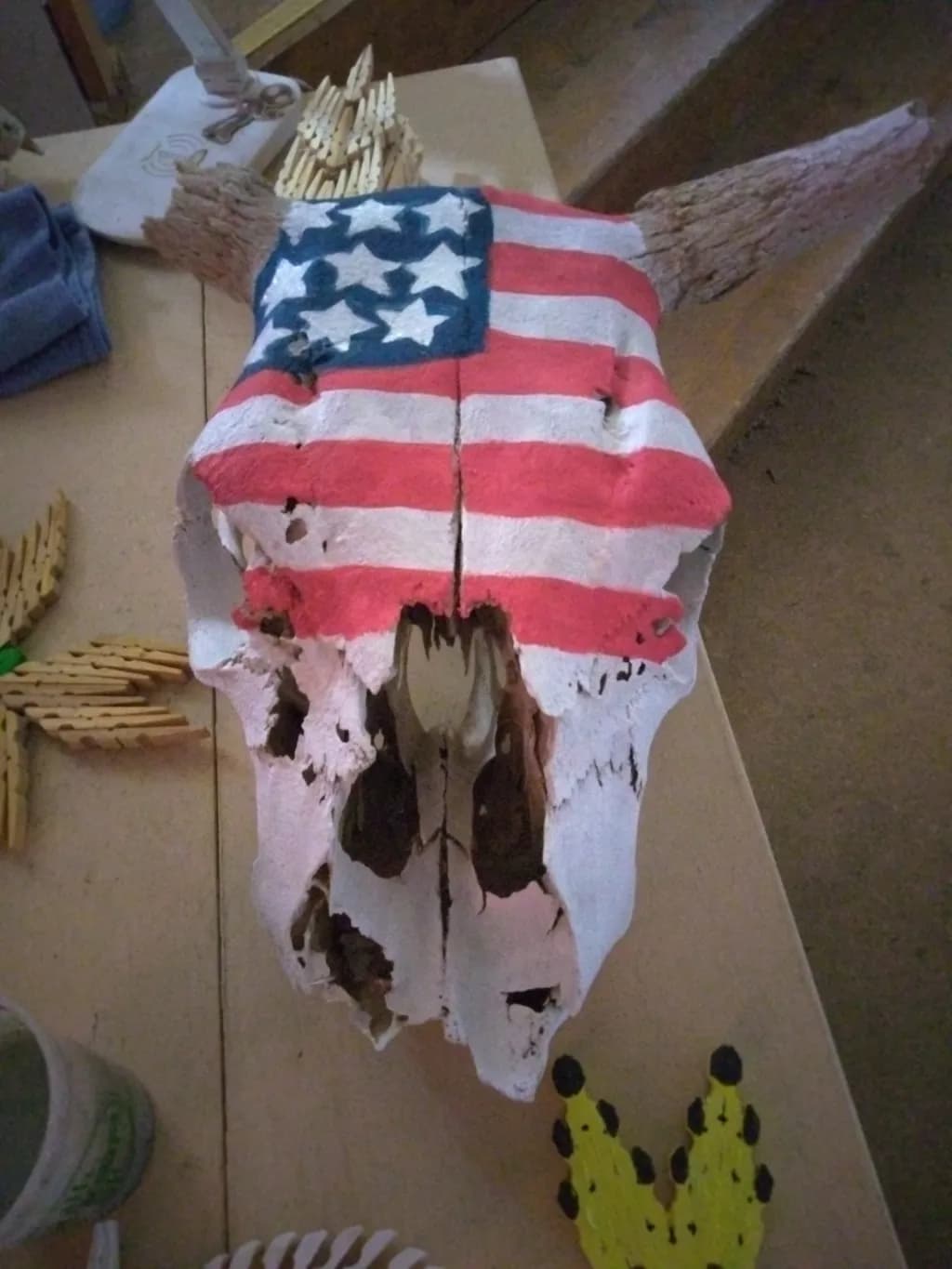 American Flag Bison Skull