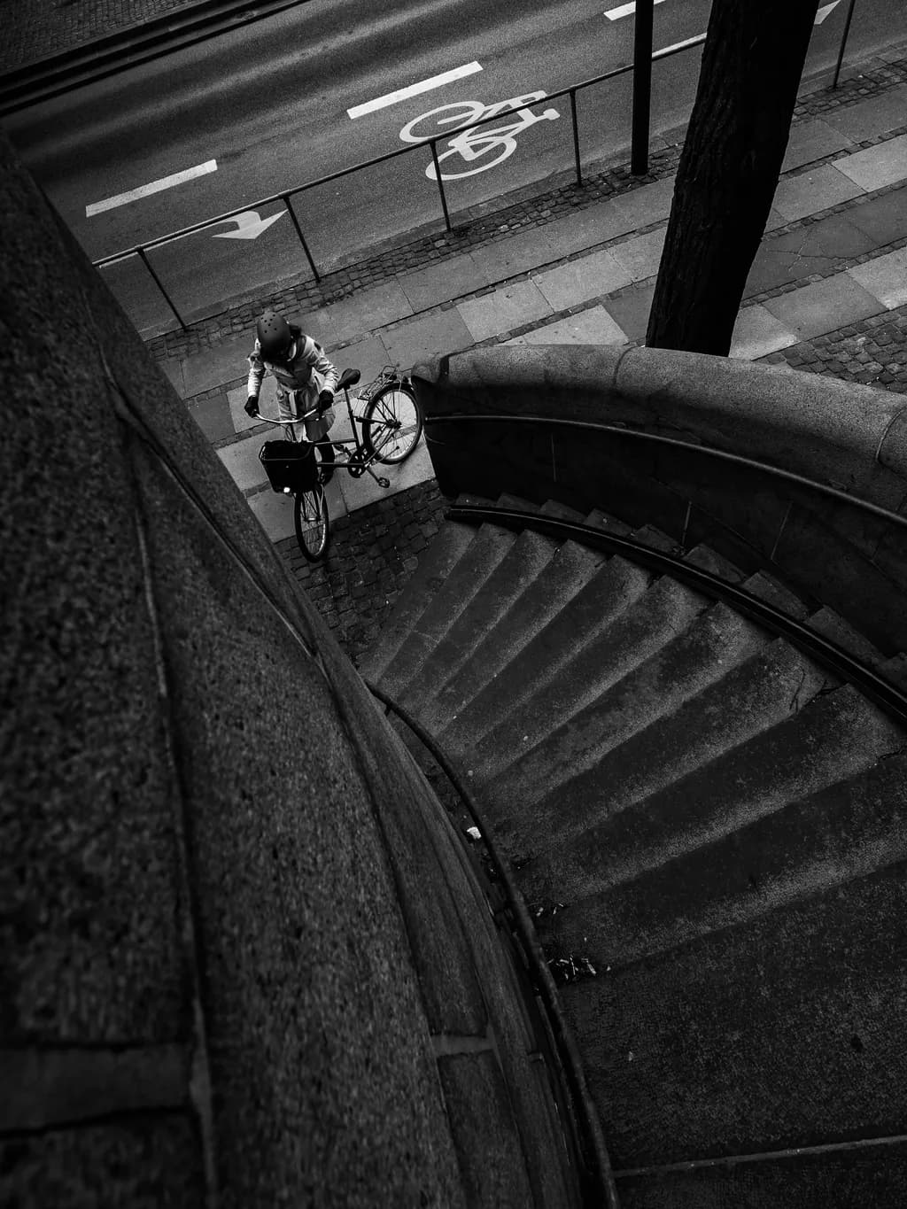 Bicycle by Curved Stairs