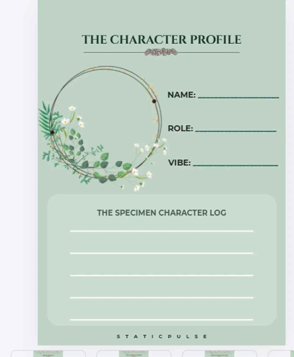канва Character Profile