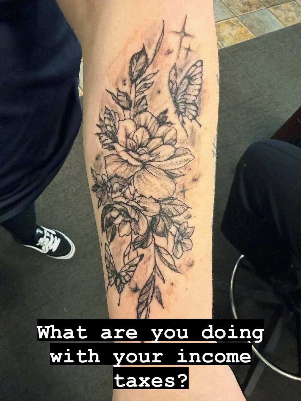 Floral Butterfly Tattoo