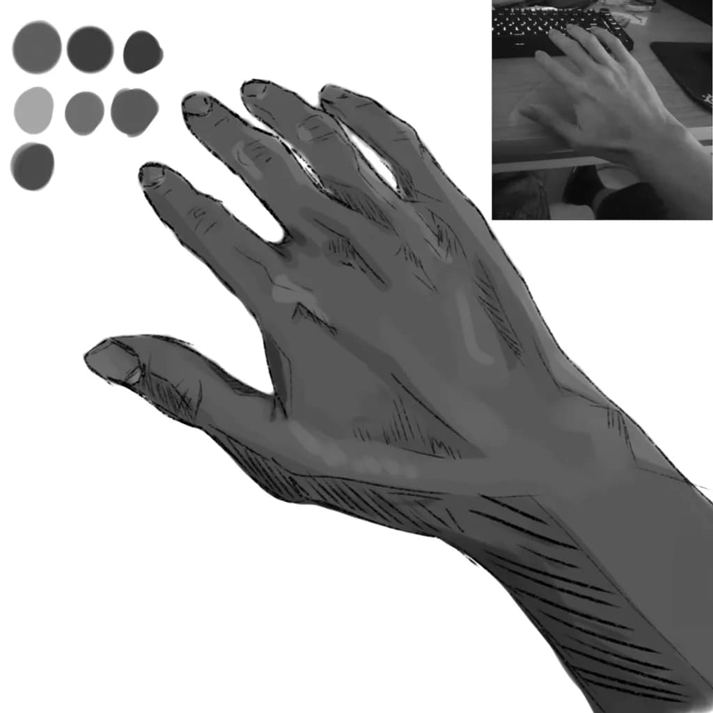 Hand Study in Grayscale