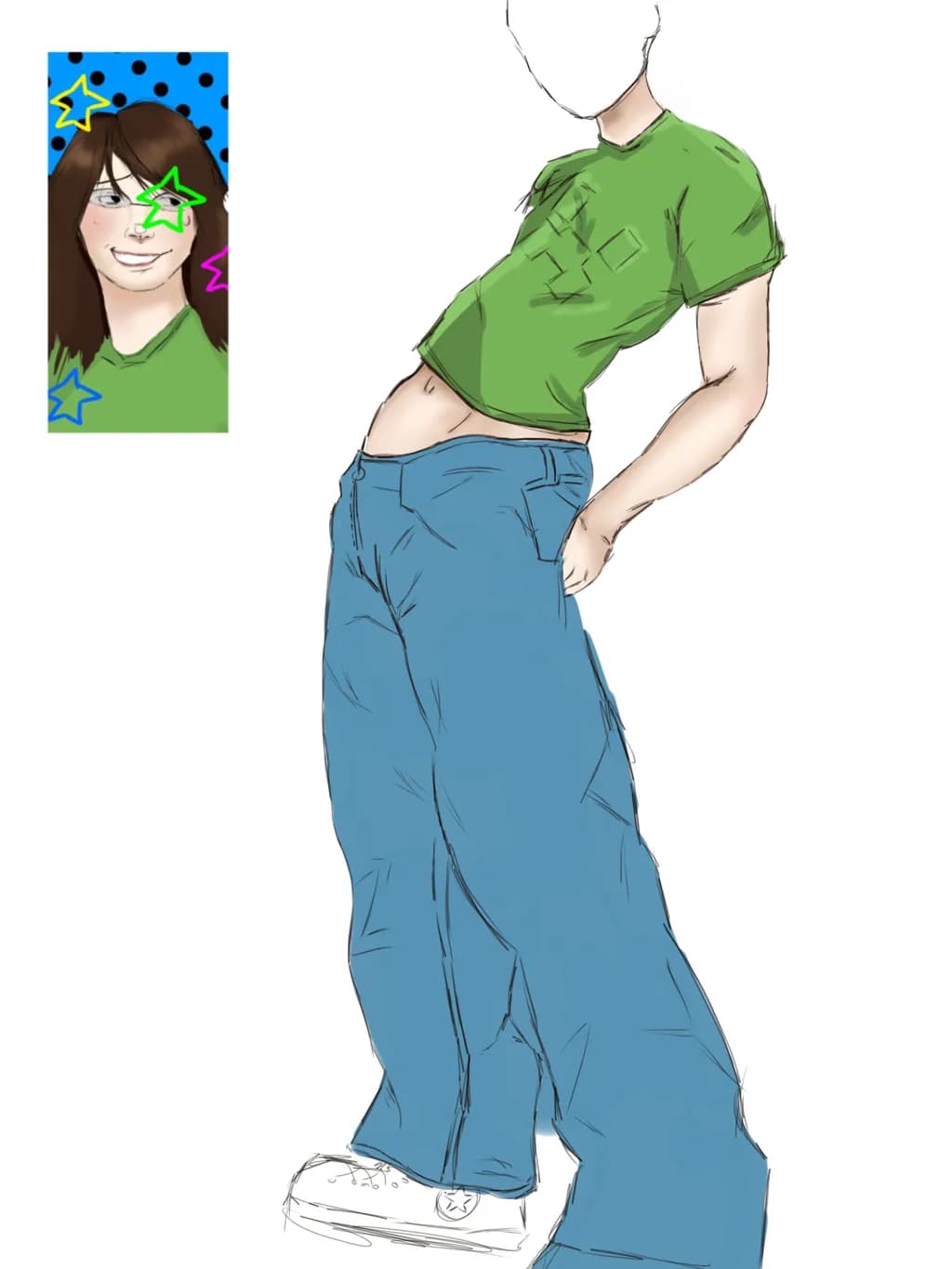 Casual Green Tee and Jeans