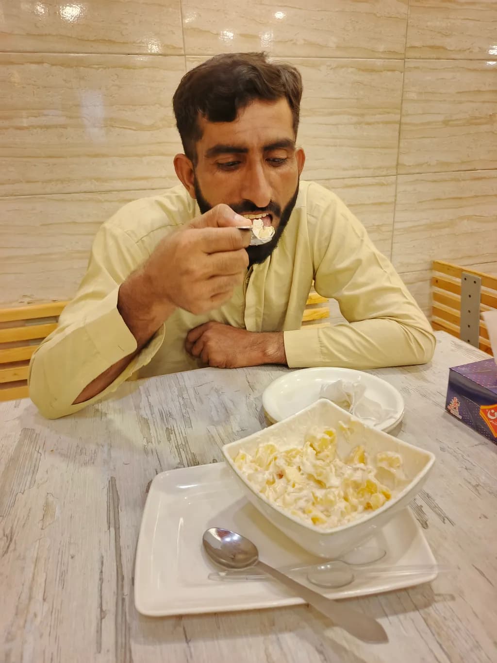 Man Eating Corn Salad