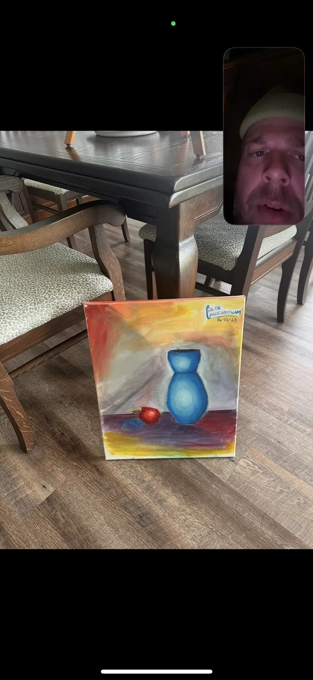 Blue Vase and Apple