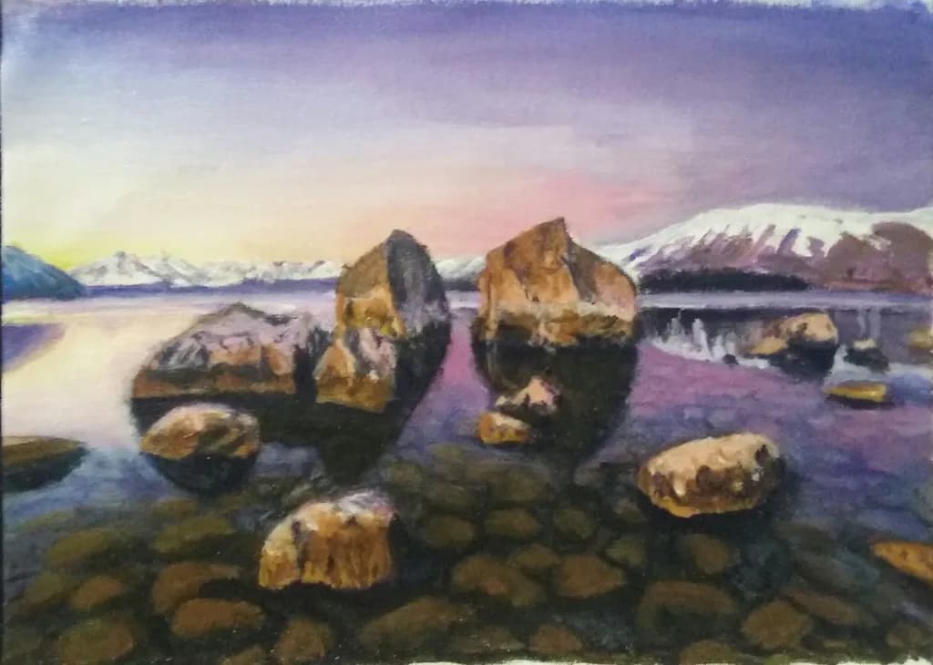 Mountain Rocks Reflection Sunset
