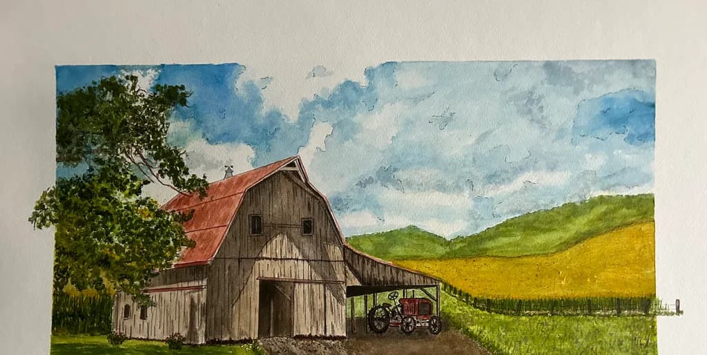 Rustic Barn with Tractor