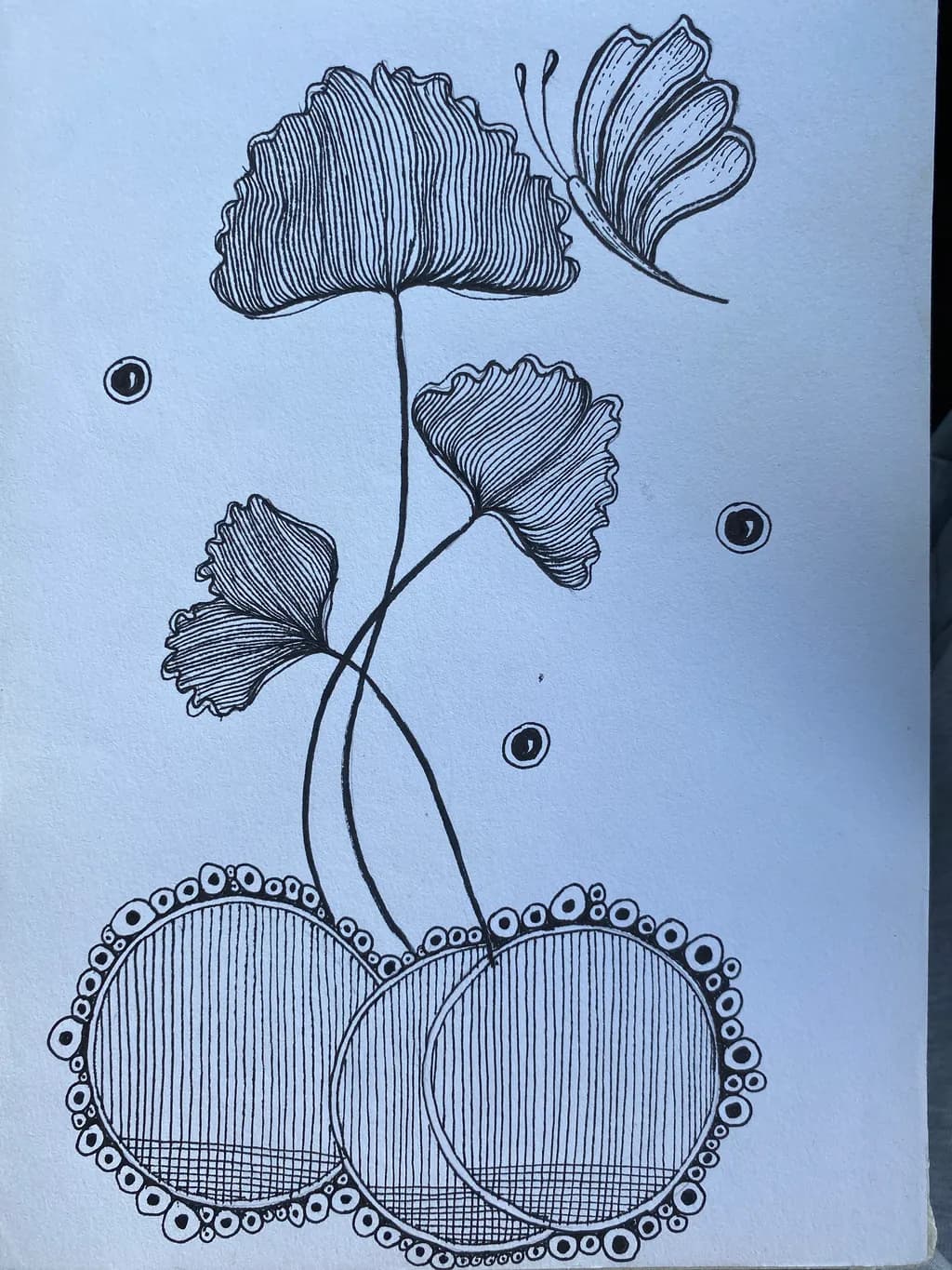 Ginkgo Leaves and Butterfly