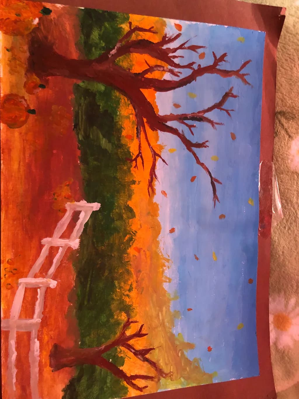 Autumn Trees and Fence